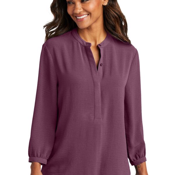 Women's 3/4 Sleeve Textured Crepe Tunic Thumbnail
