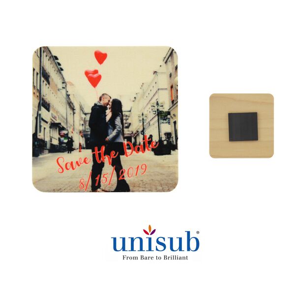 Square Natural Wood Photo Magnet Thumbnail